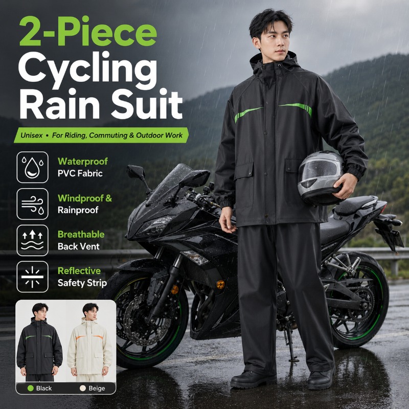 Cycling Commuter Rain Jacket - Conjunto de Chuva Impermeável Unissex de